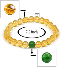 Load image into Gallery viewer, Citrine Crystal Stone with Single Green Jade Bead, Natural Healing Bracelet for Unisex
