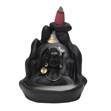 Load image into Gallery viewer, Adiyogi Dhyana Mudra Smoke Fountain Figurine with 10 Back Flow Cone, Matte Black - Pack of 1
