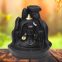 Load image into Gallery viewer, Adiyogi Dhyana Mudra Smoke Fountain Figurine with 10 Back Flow Cone, Matte Black - Pack of 1
