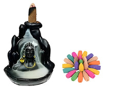 Load image into Gallery viewer, Adiyogi Dhyana Mudra Smoke Fountain Figurine with 10 Back Flow Cone, Matte Black - Pack of 1
