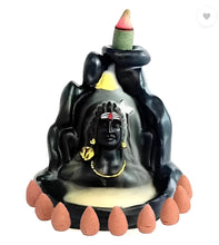 Load image into Gallery viewer, Adiyogi Dhyana Mudra Smoke Fountain Figurine with 10 Back Flow Cone, Matte Black - Pack of 1
