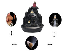 Load image into Gallery viewer, Adiyogi Dhyana Mudra Smoke Fountain Figurine with 10 Back Flow Cone, Matte Black - Pack of 1
