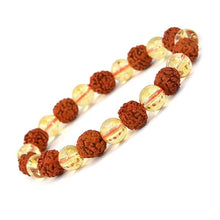 Load image into Gallery viewer, Citrine + Rudraksha Stone Bracelet, Semi Precious Crystal Gemstone Bracelets for Women and Men
