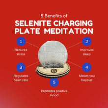 Load image into Gallery viewer, Selenite Plate Engraved Shri Yantra Used for Charging Crystal Cleansing Re-Energy Work, Meditation and Pooja -3 to 4 inch Sri Yantra (Round)
