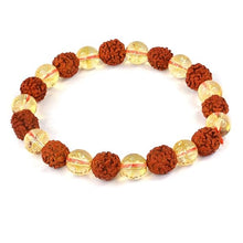 Load image into Gallery viewer, Citrine + Rudraksha Stone Bracelet, Semi Precious Crystal Gemstone Bracelets for Women and Men
