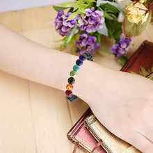 Load image into Gallery viewer, Certified 7 Chakra Crystal Bracelet with Black Obsidian Beads for Men &amp; Women: Reiki Healing
