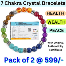 Load image into Gallery viewer, Original 7 Chakra Feng Shui Bracelet Combo with Semi Precious Gemstone Crystals - For Wealth, Health and Prosperity
