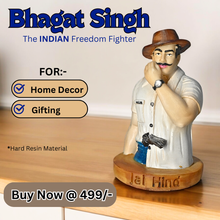 Load image into Gallery viewer, Resin Colourfull Bhagat Singh Statue Indian Freedom Fighter Figurine for Car Dashboard Home Office Table Decor
