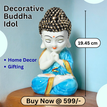 Load image into Gallery viewer, Blue Unique Meditating sitting Buddha statue showpiece idol home decor items for living room and gifts - Blue
