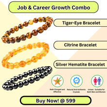 Load image into Gallery viewer, Job &amp; Career Growth Combo Combo of 3 Natural Crystal Bracelets For Gifting - Pack of 3 - Tiger Eye+ Citrine + Silver Hematite
