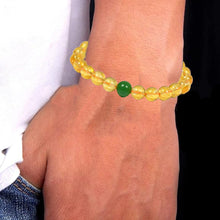 Load image into Gallery viewer, Natural Citrine Stone Bracelet with Green Jade Bead: Wealth &amp; Prosperity for Men, Women &amp; Kids
