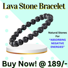 Load image into Gallery viewer, Mystic Ember  Lava Stone Handmade stretchable Power Bracelet For Both Men and Women - Black (Pack of 1)
