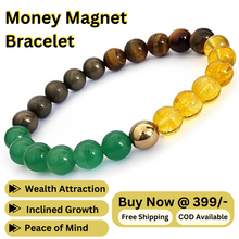 Load image into Gallery viewer, Wealth Income &amp; Prosperity- Money Magnet Crystal Bracelet | Pyrite, Tiger Eye, Hematite, Citrine, Green Aventurine Beaded Bracelet for Unisex
