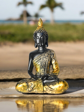 Load image into Gallery viewer, Unique Meditating sitting Buddha statue showpiece idol home decor items for living room and gifts - Black
