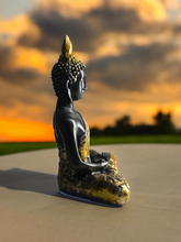 Load image into Gallery viewer, Unique Meditating sitting Buddha statue showpiece idol home decor items for living room and gifts - Black
