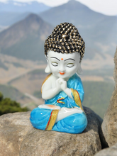 Load image into Gallery viewer, Blue Unique Meditating sitting Buddha statue showpiece idol home decor items for living room and gifts - Blue
