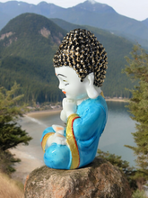 Load image into Gallery viewer, Blue Unique Meditating sitting Buddha statue showpiece idol home decor items for living room and gifts - Blue
