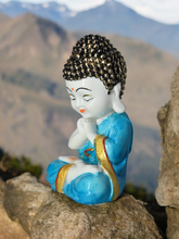 Load image into Gallery viewer, Blue Unique Meditating sitting Buddha statue showpiece idol home decor items for living room and gifts - Blue
