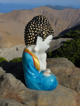 Load image into Gallery viewer, Blue Unique Meditating sitting Buddha statue showpiece idol home decor items for living room and gifts - Blue
