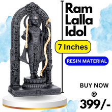 Load image into Gallery viewer, Ramlalla Temple Idol for Pooja Black &amp; Golden for Gift Office Temple High Quality Resin Statue (7 inch) - Black
