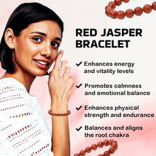 Load image into Gallery viewer, Original Red Jasper Round Beaded Bracelet: Relaxation Healing &amp; Protection for Unisex
