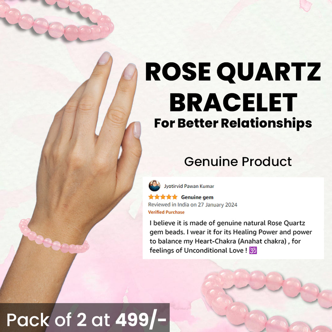 Original Rose Quartz Bracelet Reiki Healing Feng-Shui Crystal Gem Stone Round Beads Bracelet