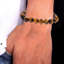 Load image into Gallery viewer, Certified Tiger Eye Brown Stone Bracelet: Will Power &amp; Protection for Unisex
