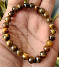 Load image into Gallery viewer, Original Tiger Eye Round Bead Bracelet for Protection, Courage &amp; Will Power
