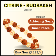 Load image into Gallery viewer, Citrine + Rudraksha Stone Bracelet, Semi Precious Crystal Gemstone Bracelets for Women and Men
