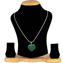 Load image into Gallery viewer, Reiki Green Aventurine Natural Healing Stone Pendant Small Heart Shape Crystal Stone Pendant/Locket with Metal Chain for Reiki Healing and Crystal Healing Gemstone Size 15-20 mm Approx
