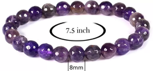 Load image into Gallery viewer, Natural Healing Gemstone Amethyst Purple Bracelet for Men, Women, &amp; kids, Round Beads for Reiki Healing
