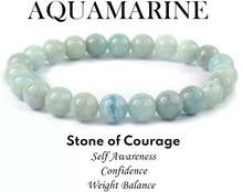 Load image into Gallery viewer, Natural Aquamarine Round Beads Stretch Bracelets, Charged by Reiki Grand Master &amp; Vastu Expert for Unisex
