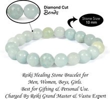 Load image into Gallery viewer, Natural Aquamarine Round Beads Stretch Bracelets, Charged by Reiki Grand Master &amp; Vastu Expert for Unisex
