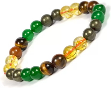 Load image into Gallery viewer, Money Magnet Crystal Bracelet For Wealth Income &amp; Prosperity Citrine, Hematite, Green Aventurine, Pyrite, Tiger Eye For Unisex
