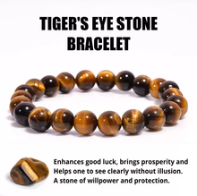 Load image into Gallery viewer, Original Tiger Eye Round Bead Bracelet for Protection, Courage &amp; Will Power
