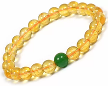 Load image into Gallery viewer, Citrine Crystal Stone with Single Green Jade Bead, Natural Healing Bracelet for Unisex
