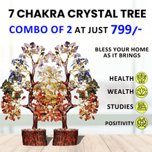 Load image into Gallery viewer, Seven Chakra Natural Crystal Tree With Wooden base for Wealth &amp; Prosperity, Health, Growth and Positivity- Pack of 2
