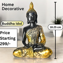 Load image into Gallery viewer, Unique Meditating sitting Buddha statue showpiece idol home decor items for living room and gifts - Black
