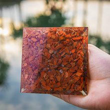 Load image into Gallery viewer, Seven Chakra Orgone Pyramid 3 inches in Transparent High Quality Resin
