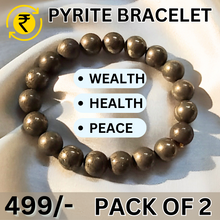 Load image into Gallery viewer, Original Golden Pyrite Bracelets (Pack of 2) Reiki Healing Crystal Stone 6 Mm Bracelet, Charged By Reiki Grandmaster &amp; Vastu Expert For Unisex Adult
