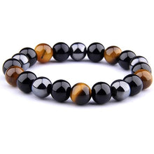 Load image into Gallery viewer, Activated Natural Black Obsidian, Hematite &amp; Tiger Eye Stone Combination Bracelet A triple Protection Bracelet | For Negativity Evil Eye Spirit Protection | Best Protection Stones
