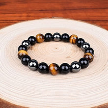 Load image into Gallery viewer, Activated Natural Black Obsidian, Hematite &amp; Tiger Eye Stone Combination Bracelet A triple Protection Bracelet | For Negativity Evil Eye Spirit Protection | Best Protection Stones
