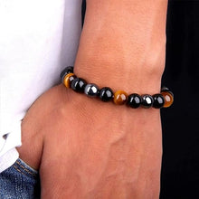 Load image into Gallery viewer, Activated Natural Black Obsidian, Hematite &amp; Tiger Eye Stone Combination Bracelet A triple Protection Bracelet | For Negativity Evil Eye Spirit Protection | Best Protection Stones
