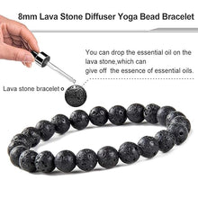 Load image into Gallery viewer, Mystic Ember  Lava Stone Handmade stretchable Power Bracelet For Both Men and Women - Black (Pack of 1)
