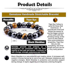 Load image into Gallery viewer, Activated Natural Black Obsidian, Hematite &amp; Tiger Eye Stone Combination Bracelet A triple Protection Bracelet | For Negativity Evil Eye Spirit Protection | Best Protection Stones
