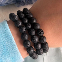 Load image into Gallery viewer, Mystic Ember  Lava Stone Handmade stretchable Power Bracelet For Both Men and Women - Black (Pack of 1)
