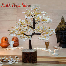 Load image into Gallery viewer, Crystal Gomati Chakra Tree with original Gomti Chakra - Home Decor Showpiece, Good Luck, Positive Energy (Small Size - 100 Beads, White, Crystal)
