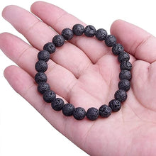 Load image into Gallery viewer, Mystic Ember  Lava Stone Handmade stretchable Power Bracelet For Both Men and Women - Black (Pack of 1)
